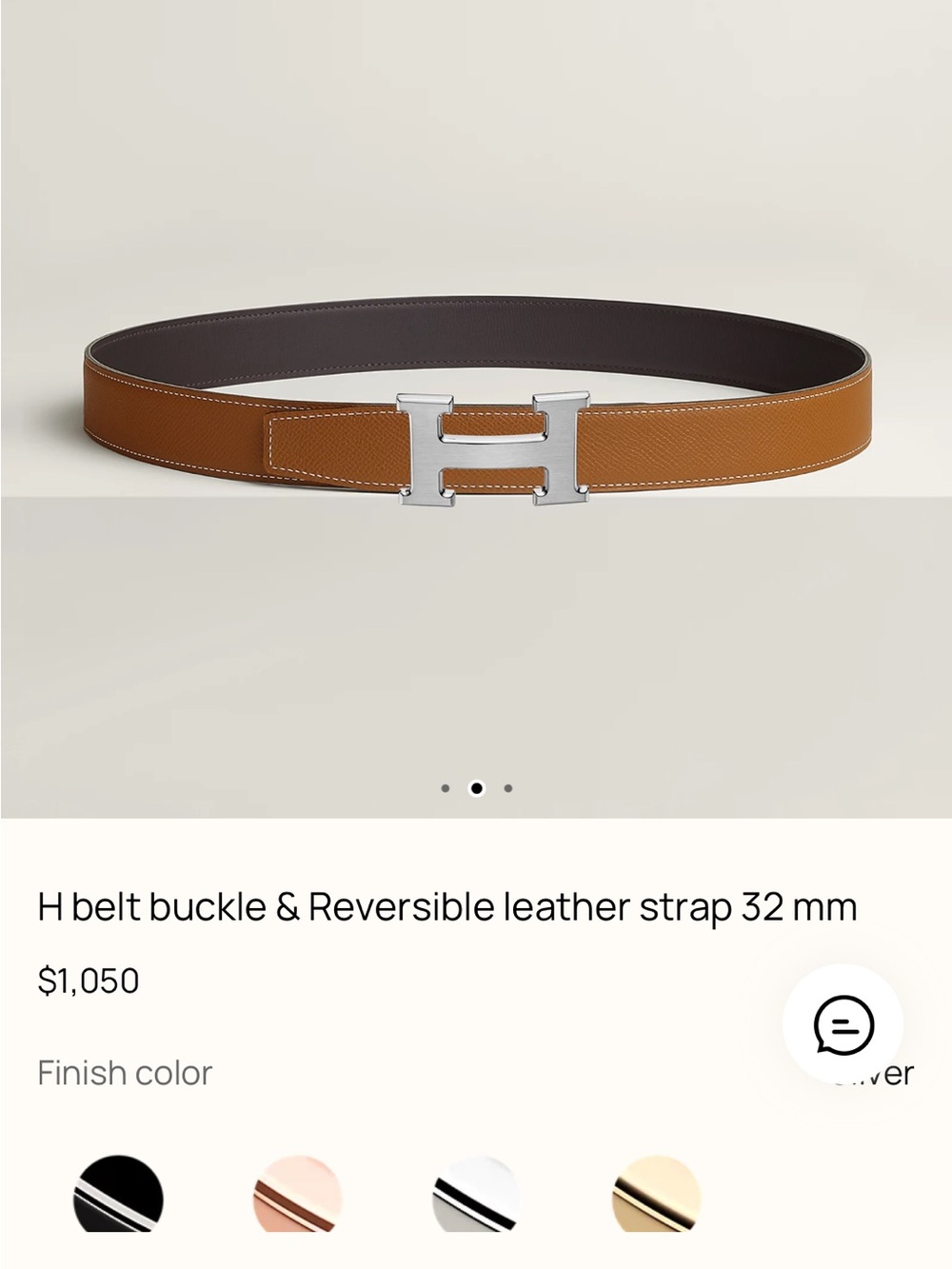 Hermes Women’s Reversible Brown/Black Leather Belt with Silver H Buckle